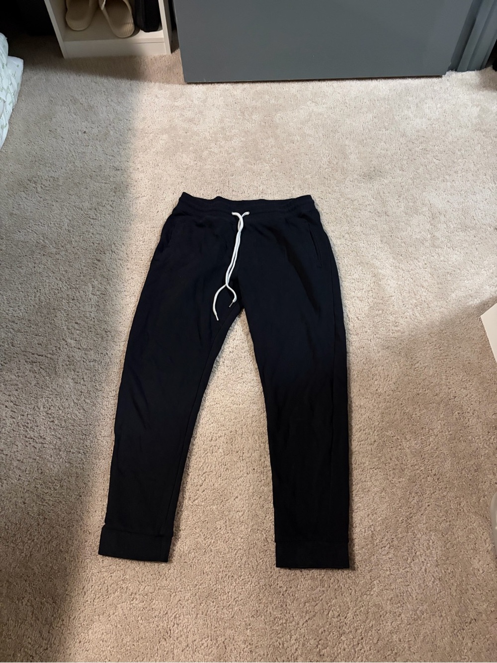 Forever 21 Black Jogger Pants with White Drawstring